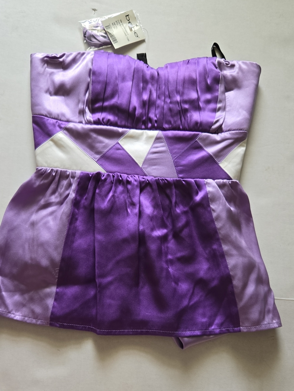 NWT bebe Lavender/Purple/White Tube Top, XS.